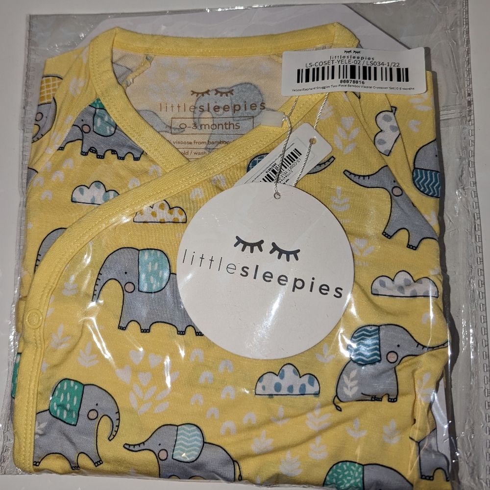Little Sleepies Yellow Elephant Snuggles Crossover Set 0-3M NEW NWT NIB